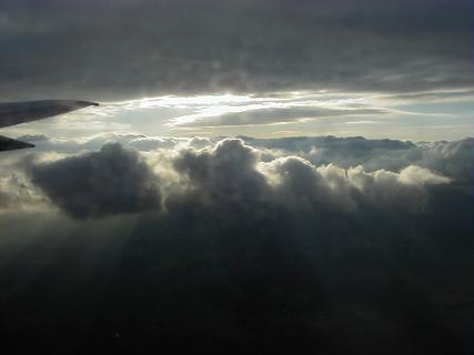 Sun rays through the clouds<br>Location: Over New Jersey